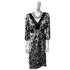 Harold's Women's Silk Polka Dot Midi Classy Dainty Feminine Wedding Dress Size 4